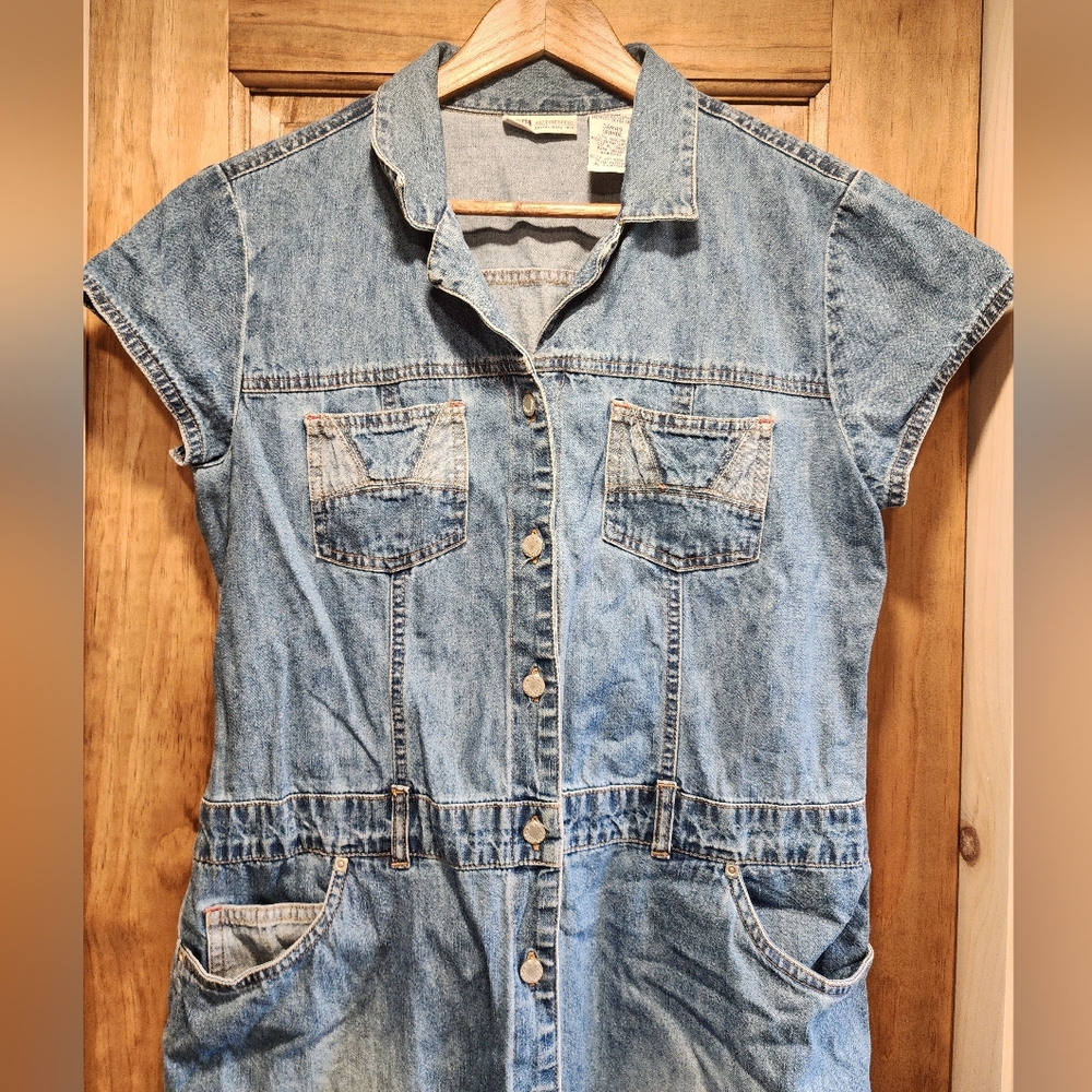 Vintage Y2K Faded Glory Denim Button-Down Dress - Picture 2 of 7